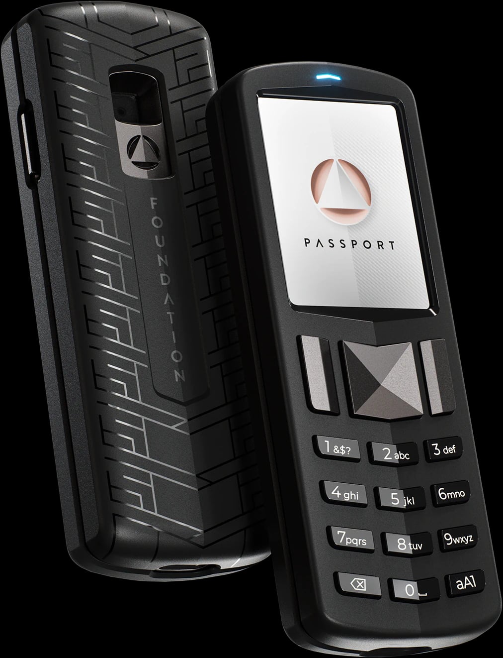 Foundation Passport Core Bitcoin hardware wallet with a color display.