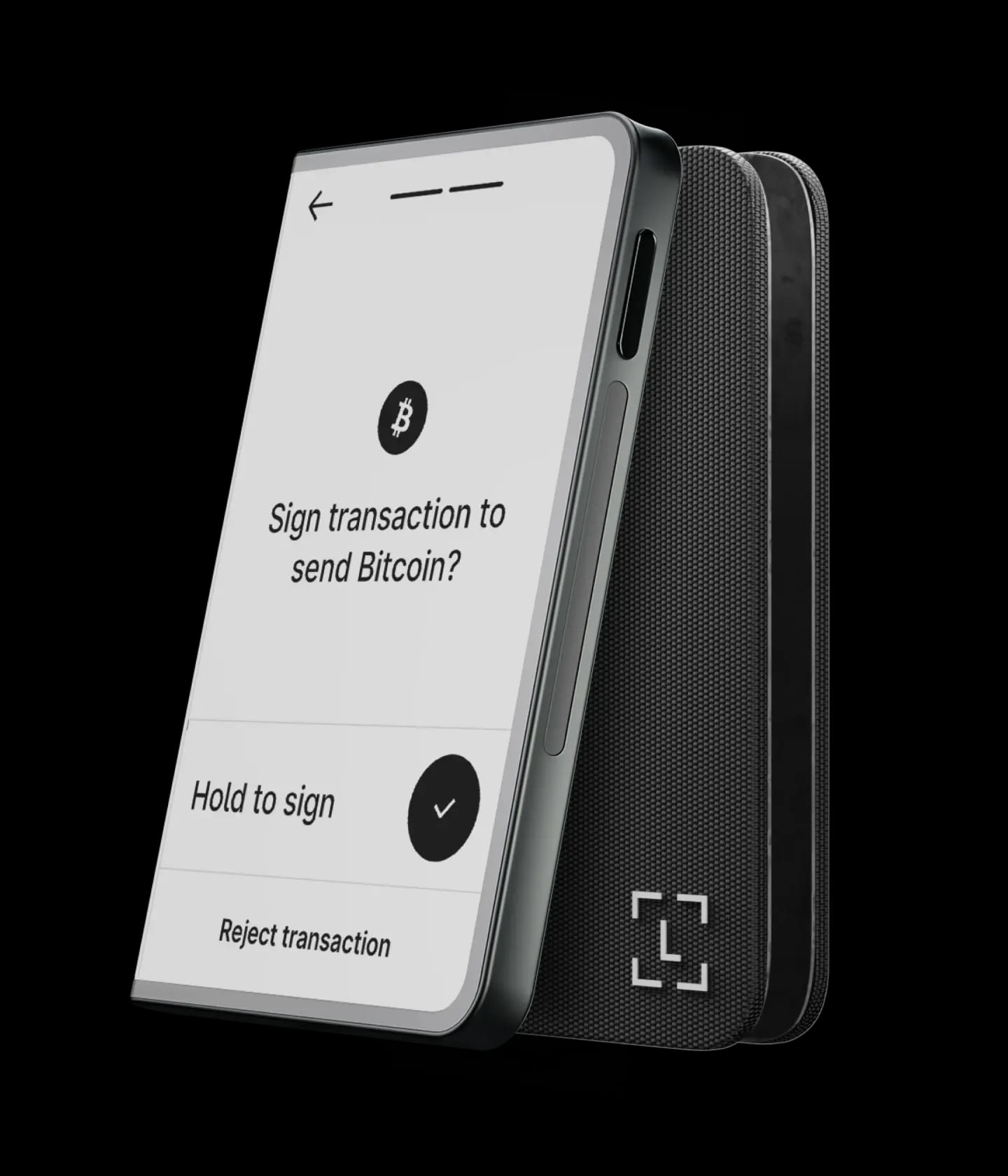 Ledger Stax hardware wallet with a curved e-ink touchscreen.