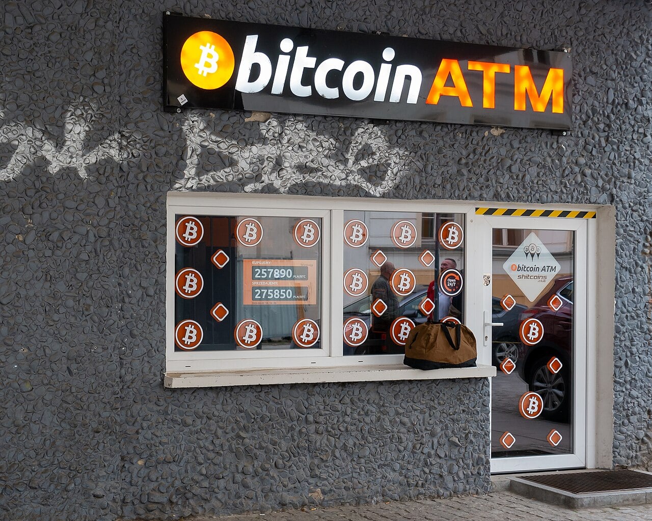 A Bitcoin-themed item in Wroclaw, Poland, suggesting Bitcoin in retail use.