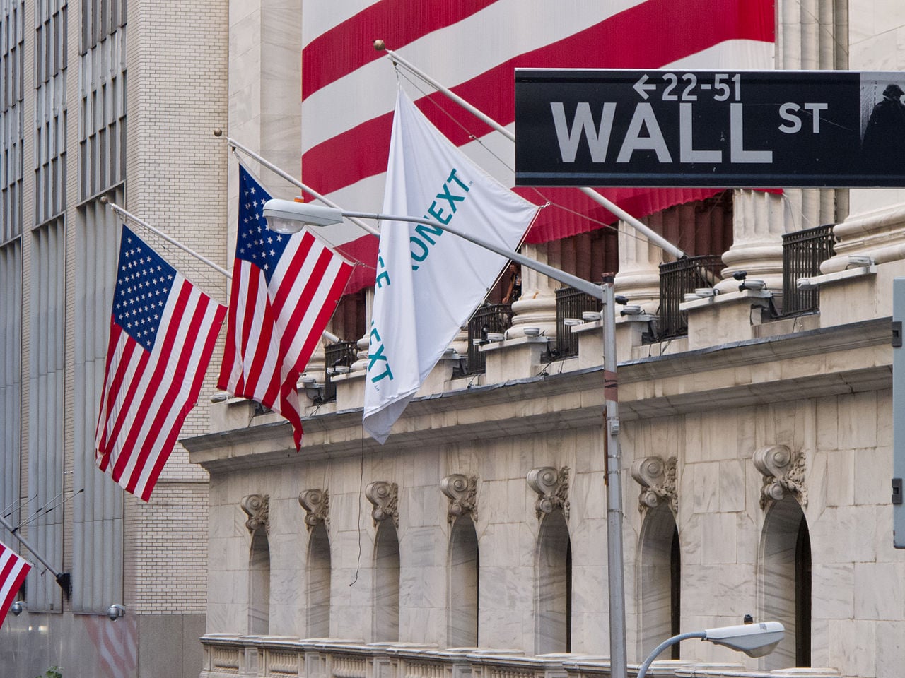 Wall Street and the New York Stock Exchange building.
